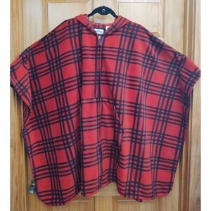 Le Moda Cape Zip Front Hood Open Sides Large Front Pocket Poncho